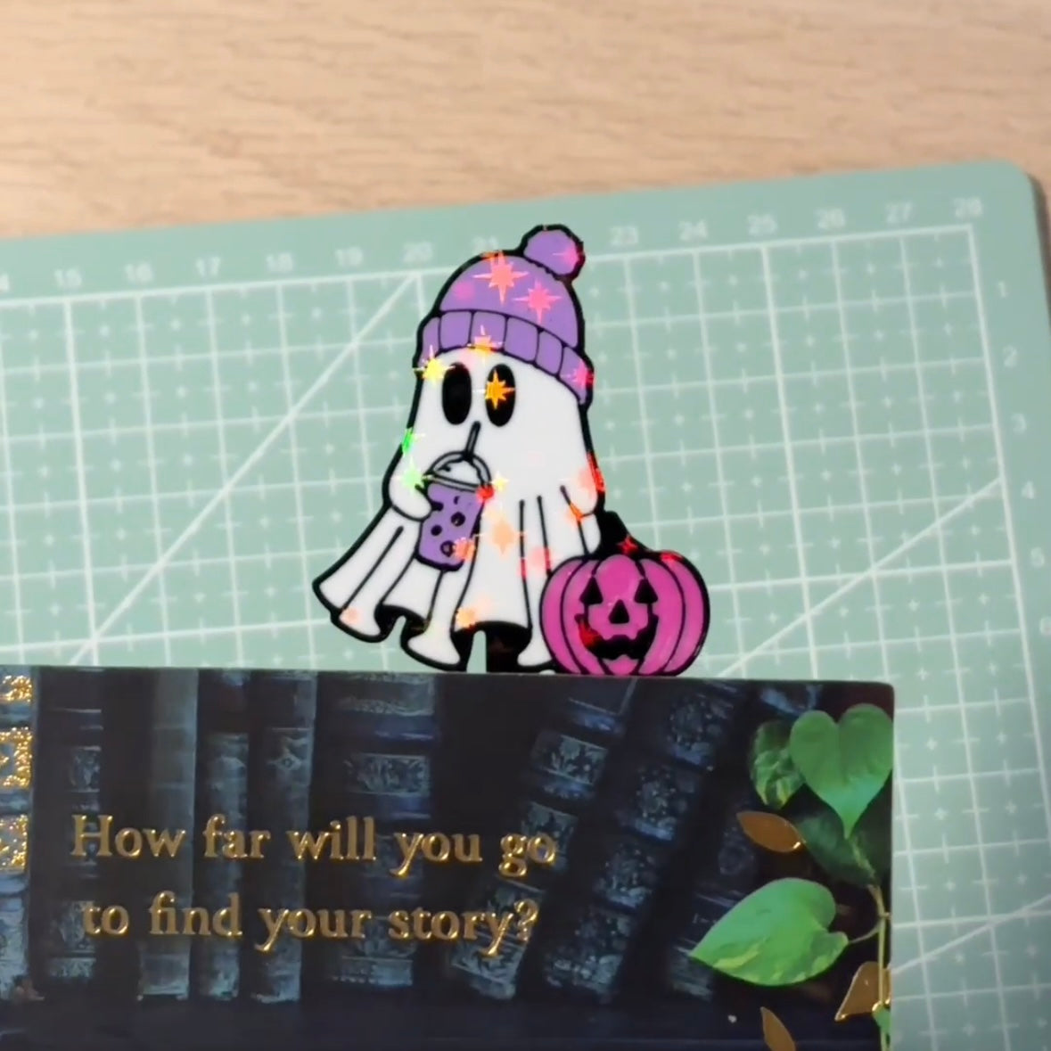 Cool Ghost Bookmark Pink Pumpkin