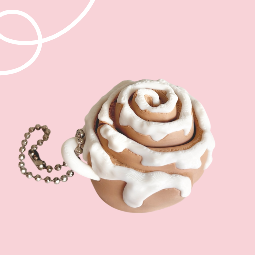 Cinnamon Roll Clicky Fidget Keychain