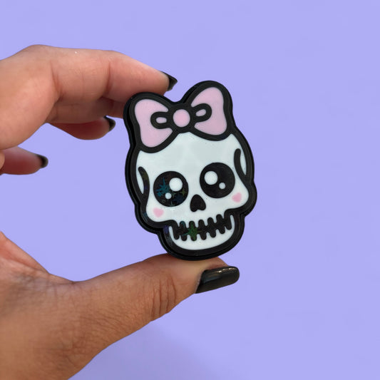 Skull with Bow Clicker Fidget